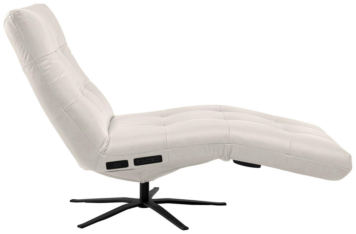 RELAXLIEGE in Echtleder Grau, Hellgrau  - Hellgrau/Schwarz, MODERN, Leder/Metall (82/53-115/156-206cm) - Pure Home Comfort