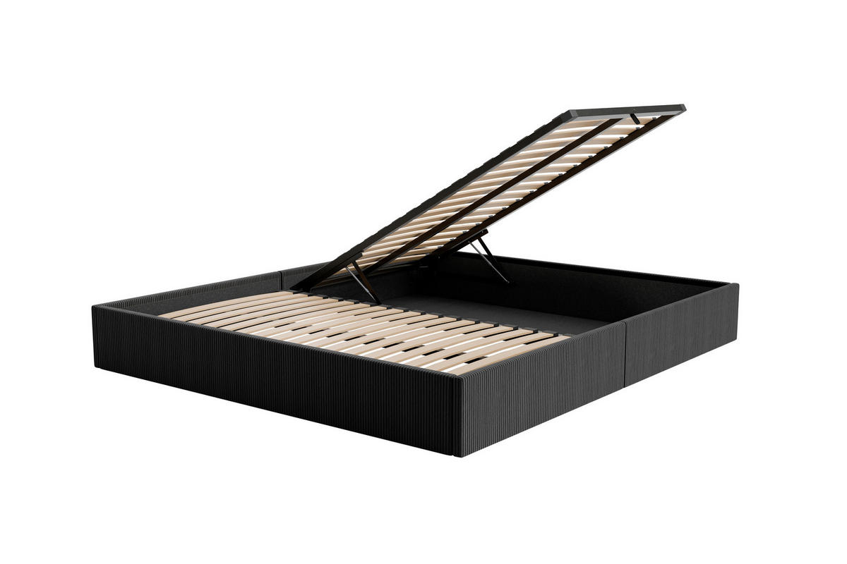 POLSTERBETT 240/200 cm,  in Schwarz, Lattenrost, Bettkasten,  - Schwarz, Design, Holz/Textil (240/200cm) - Boxxx