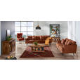 2-SITZER-SOFA in Lederlook Cognac  - Cognac/Schwarz, Design, Holz/Textil (187/89/92cm) - Carryhome