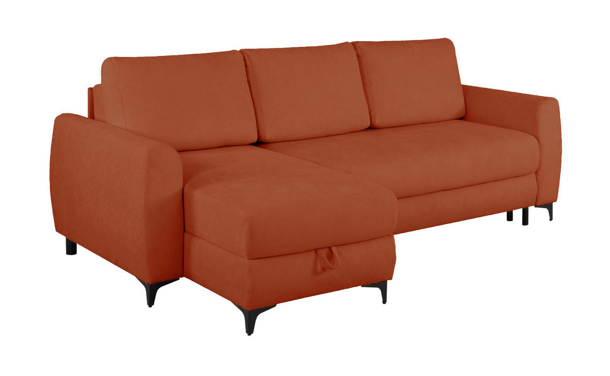 ECKSOFA Moli Rostfarben Bouclé  - Rostfarben/Schwarz, Design, Textil/Metall (236/148cm) - MID.YOU