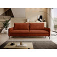 SCHLAFSOFA  mit Liegefunktion, Rücken echt Chenille Terracotta  - Terracotta/Schwarz, KONVENTIONELL, Textil/Metall (223/89/107cm) - Carryhome