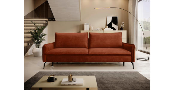 SCHLAFSOFA  mit Liegefunktion, Rücken echt Chenille Terracotta  - Terracotta/Schwarz, KONVENTIONELL, Textil/Metall (223/89/107cm) - Carryhome