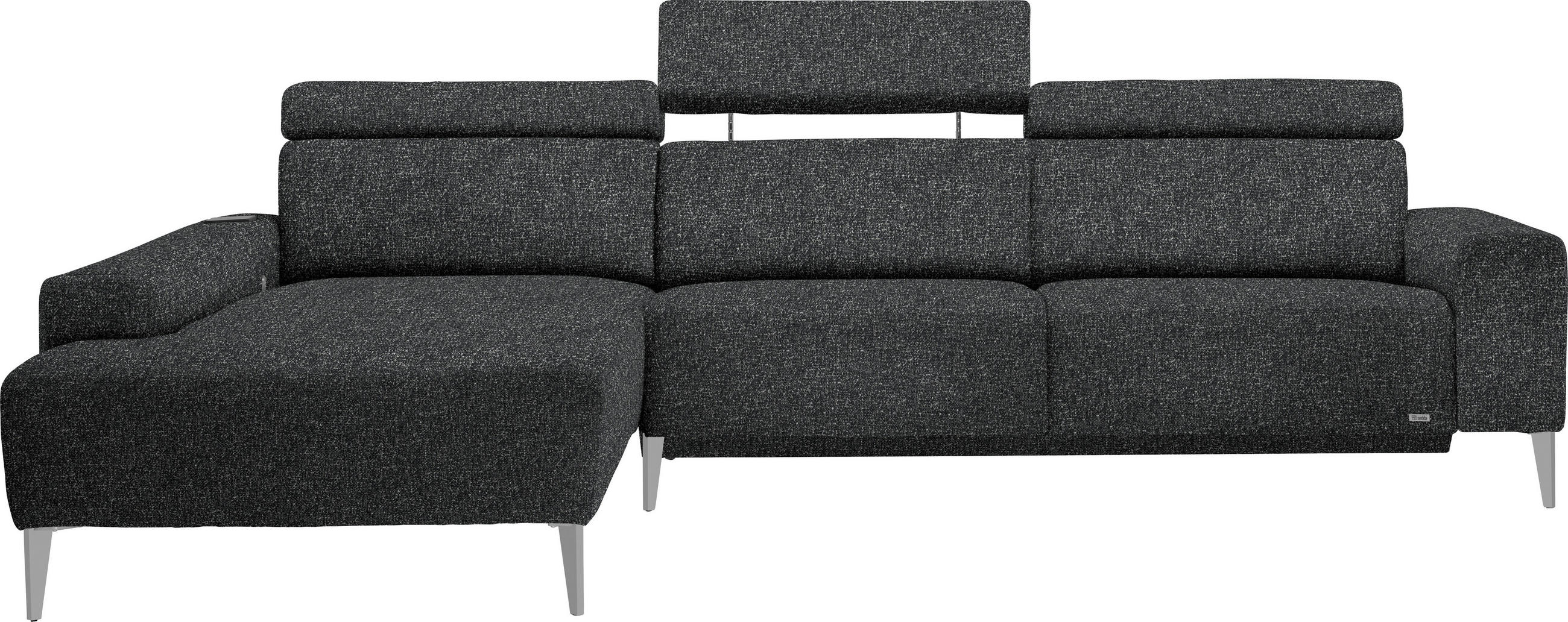 ECKSOFA  in Mikrovelours Anthrazit  205/288 cm  - Anthrazit/Alufarben, Design, Textil (205/288cm) - Sedda