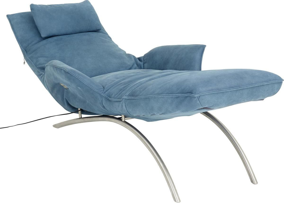 RELAXLIEGE in Echtleder Türkis  - Türkis/Edelstahlfarben, Design, Leder/Metall (78/47/152cm) - Koinor