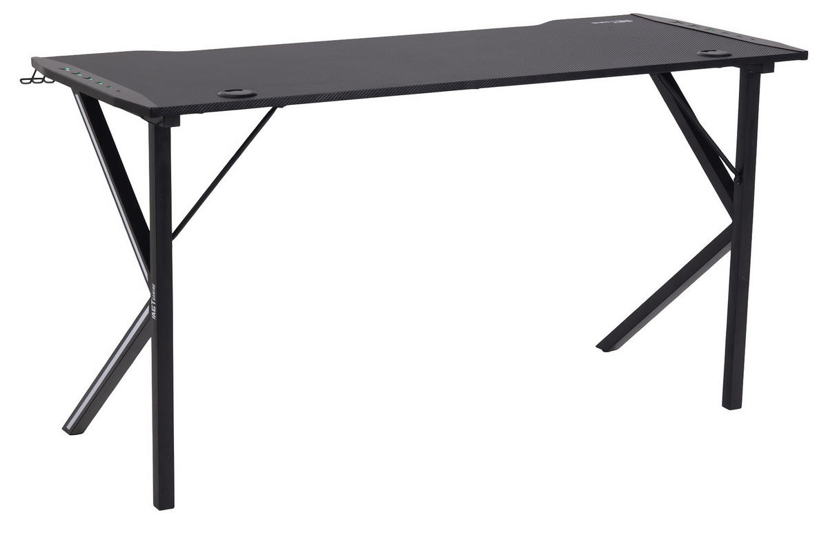 GAMINGTISCH 140/60/75 cm  in Schwarz  - Schwarz, KONVENTIONELL, Holzwerkstoff/Metall (140/60/75cm) - MID.YOU