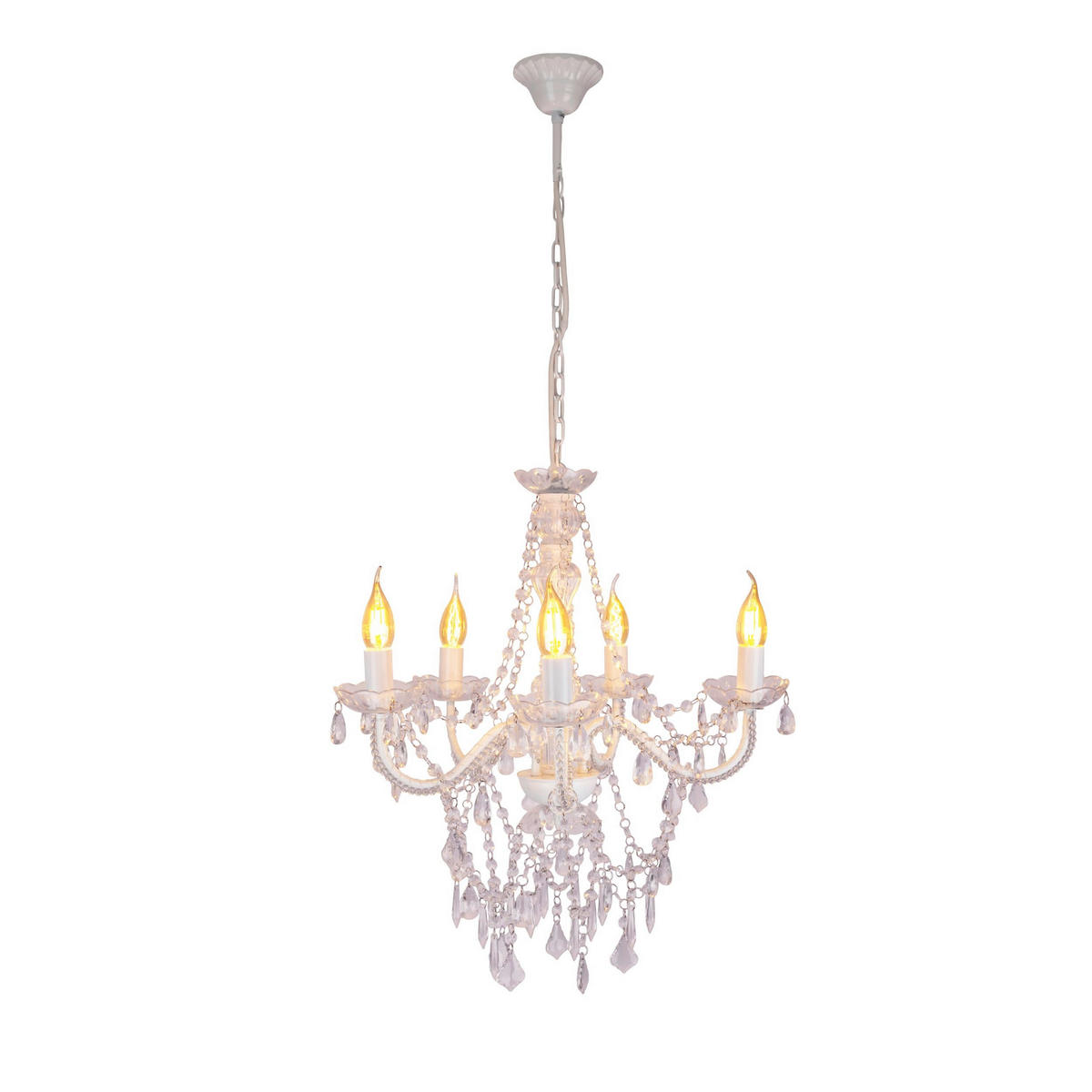 KRONLEUCHTER CECILIA 52/85 cm   - Weiß, Trend, Kunststoff/Metall (52/85cm) - Näve