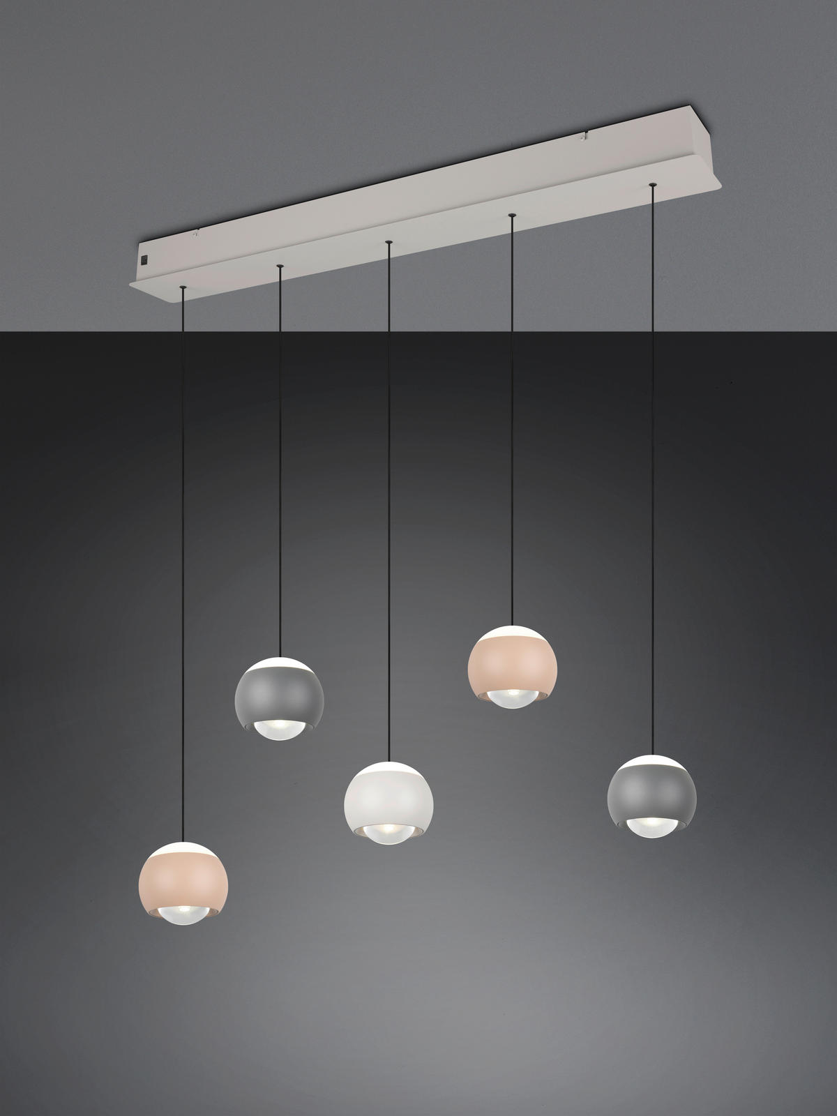 LED-PENDELLEUCHTE CANNON 100/195/10,5 cm  - Aprikose/Anthrazit, Design, Metall (100/195/10,5cm) - Musterring