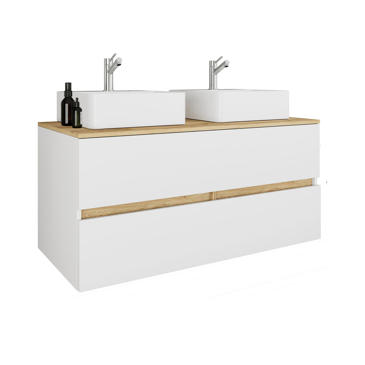BADEZIMMER 3-teilig  in 111 cm  - Honigeiche/Weiß, Trend, Keramik/Holzwerkstoff (111cm) - MID.YOU
