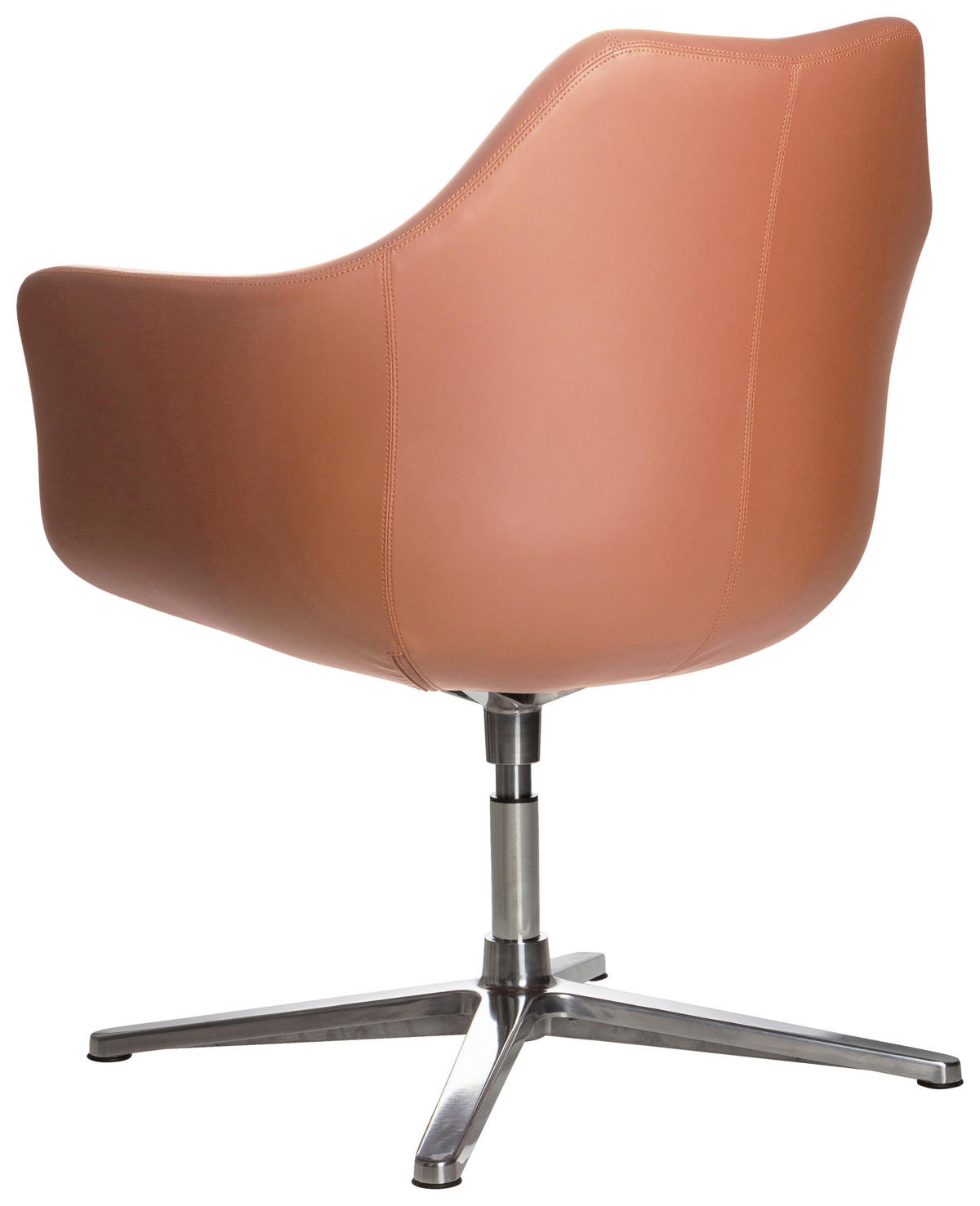 DREHSTUHL Lederlook Braun  - Silberfarben/Braun, Basics, Textil/Metall (67/85/63cm) - MID.YOU