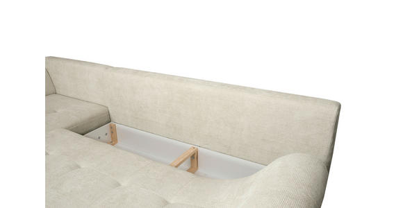 ECKSOFA Perlmutt Struktur  inkl. Rückenkissen, Bettkasten, Schlaffunktion, Rücken echt, Liegefläche im Originalstoff  - Perlmutt/Schwarz, KONVENTIONELL, Textil/Metall (194/274cm) - Carryhome