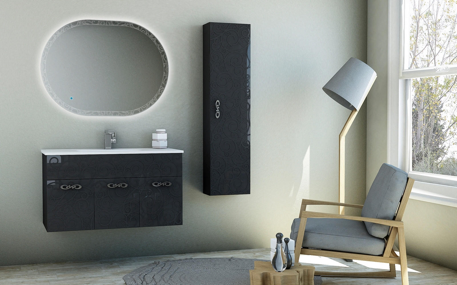 OGLINDA BAIE 100/75/3 cm  - Basics, sticlă/material pe bază de lemn (100/75/3cm) - Welnova