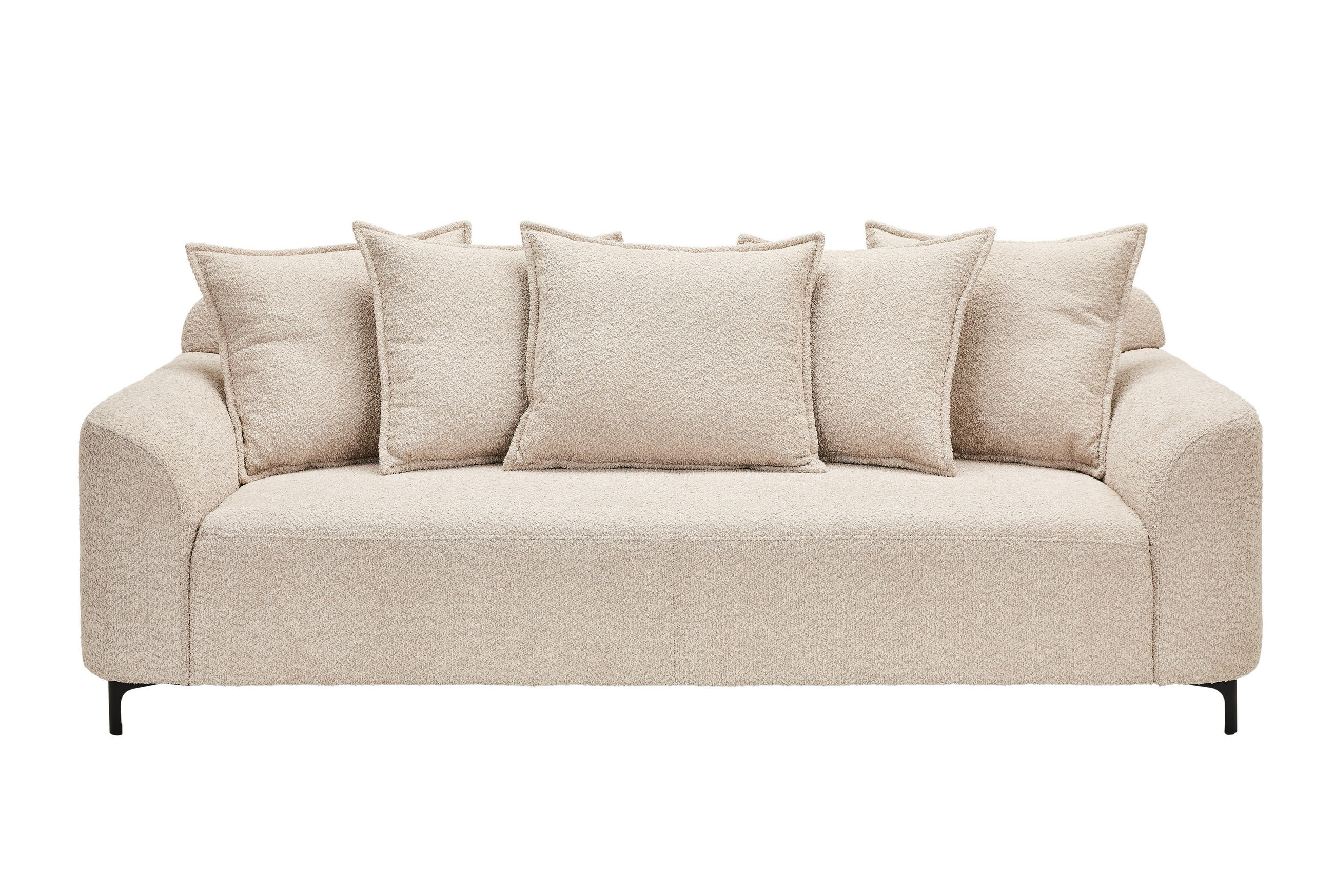 3-SITZER-SOFA Chenille Beige  - Beige/Schwarz, KONVENTIONELL, Textil/Metall (228/84/99cm) - Carryhome