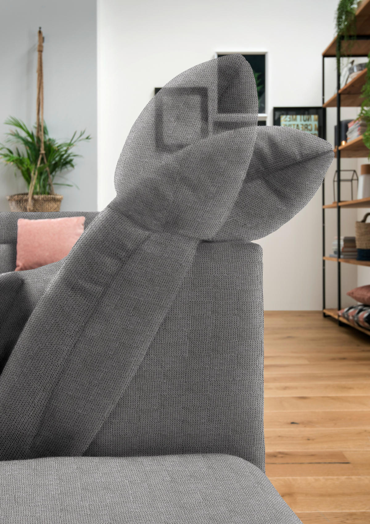 WOHNLANDSCHAFT in Mikrofaser Grau  - Chromfarben/Grau, Design, Kunststoff/Textil (211/350/204cm) - Xora