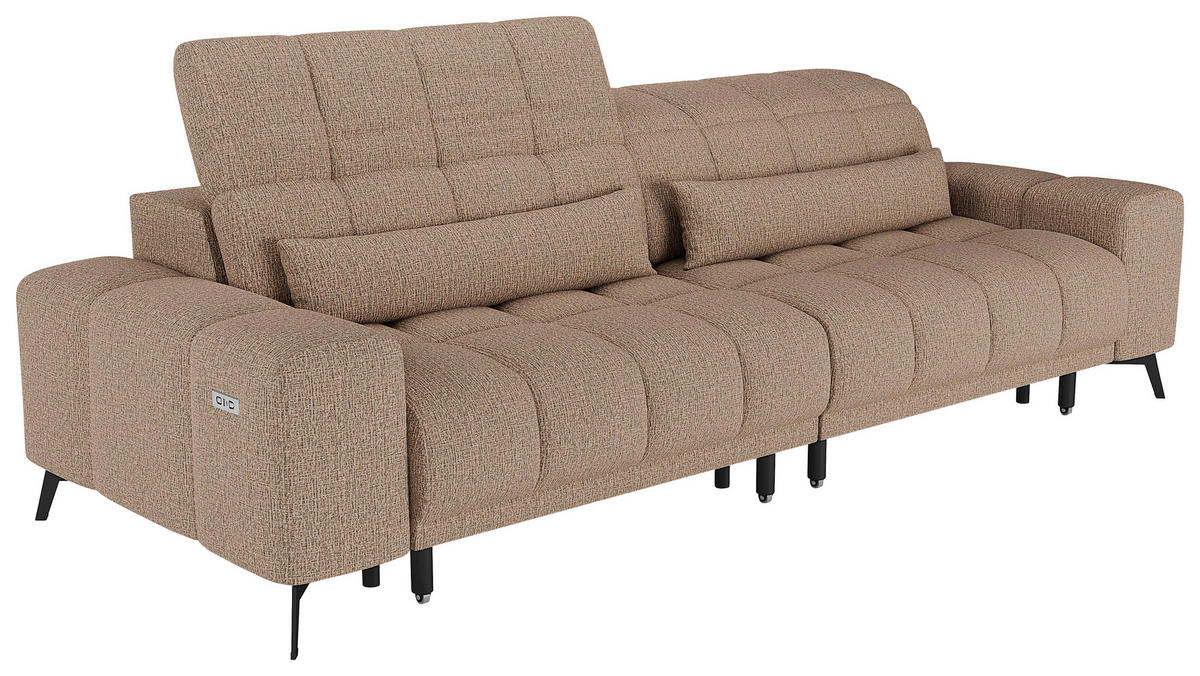 BIGSOFA Chenille Beigebraun  - Beigebraun/Schwarz, MODERN, Textil/Metall (300/112cm) - Xora