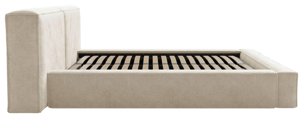 STOPPAD SÄNG ,160/200 cm  i beige  - beige/svart, Design, metall/trä (160/200cm) - Best Price