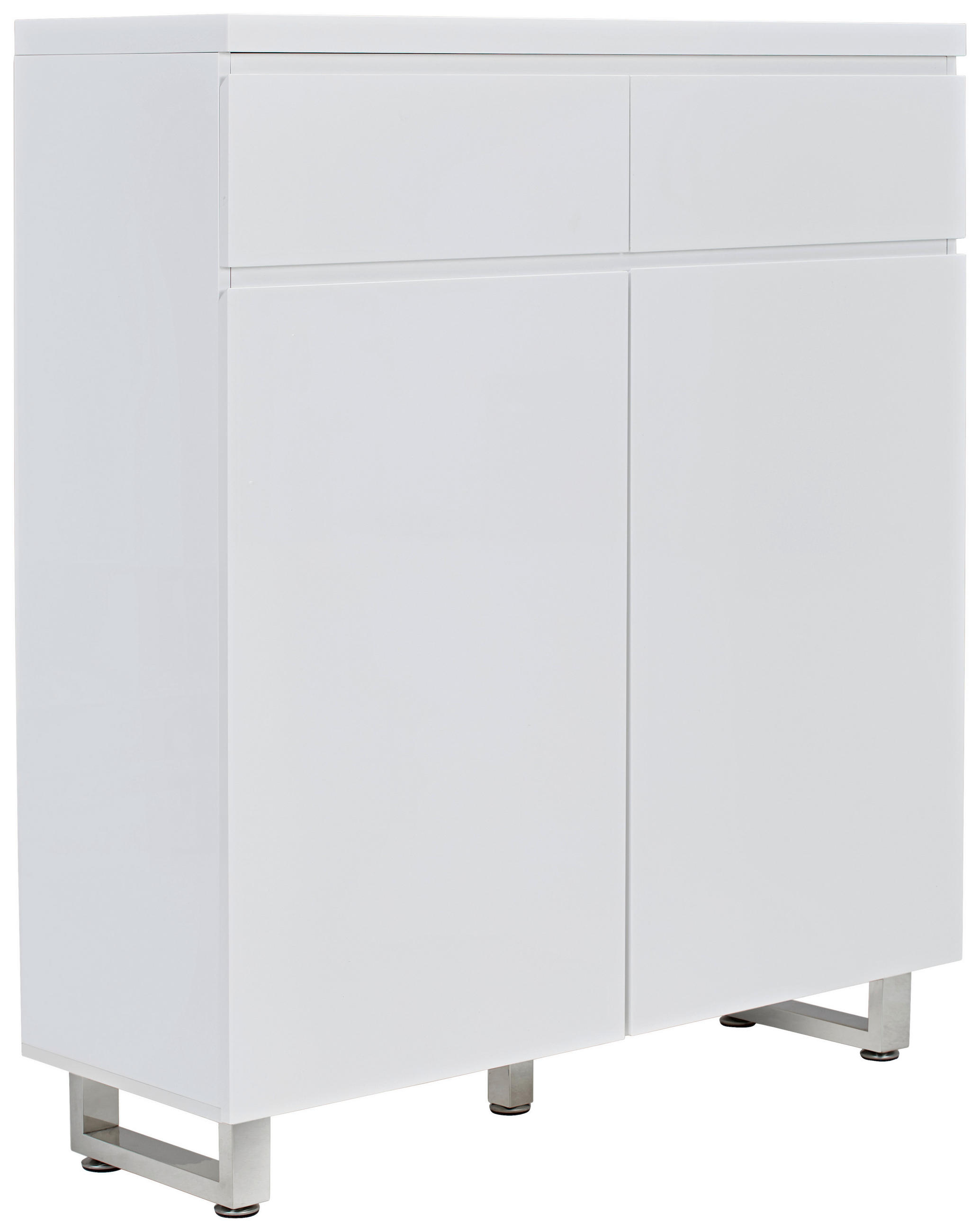 SCHUHSCHRANK in 111/126/38 cm - Weiss Hochglanz/Chromfarben, Basics, Holzwerkstoff/Metall (111/126/38cm) - MID.YOU