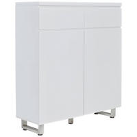 SCHUHSCHRANK Weiß Hochglanz, Weiß  - Chromfarben/Weiß Hochglanz, Basics, Holzwerkstoff/Metall (111/126/38cm) - MID.YOU