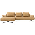 ECKSOFA  in Chenille Honig Rückenkissen, Armlehnenkissen  168/334 cm  - Schwarz/Honig, Design, Textil/Metall (168/334cm) - Dieter Knoll