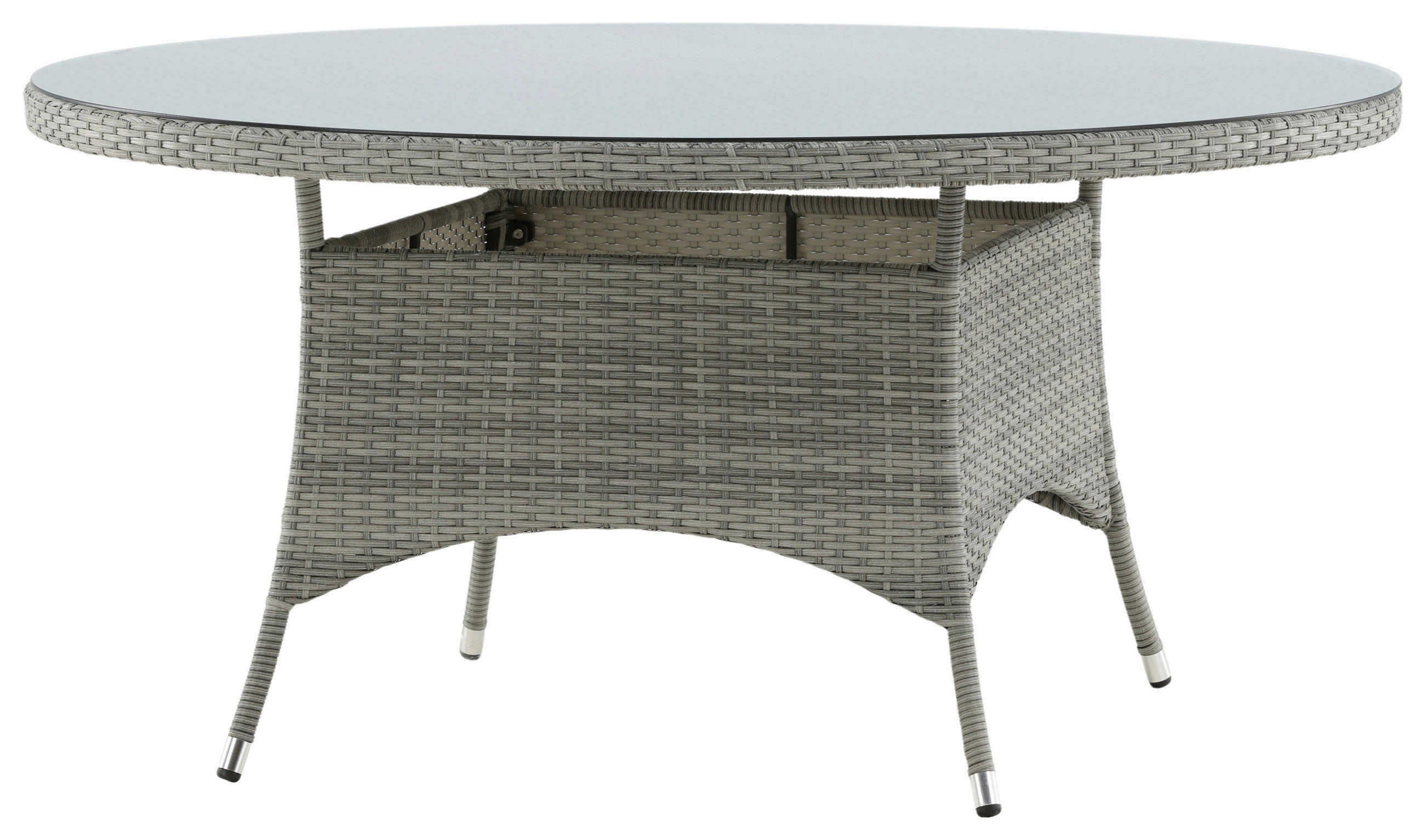 UTEBORD metall, plast, glas rund  - grå, Klassisk, metall/glas (150/150/74cm) - Gardenson