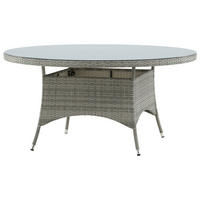 UTEBORD metall, plast, glas rund  - grå, Klassisk, metall/glas (150/150/74cm) - Gardenson