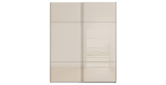 SCHWEBETÜRENSCHRANK 162/223/68 cm 2-türig Weiß, Champagner - Champagner/Alufarben, KONVENTIONELL, Glas/Holzwerkstoff (162/223/68cm) - Novel