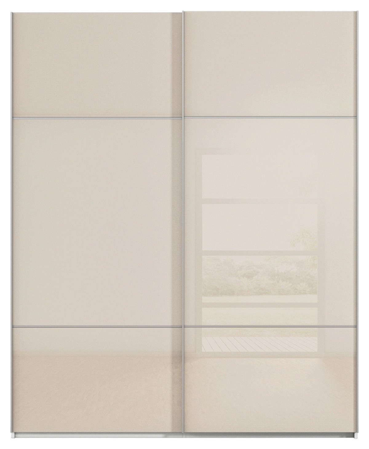 SCHWEBETÜRENSCHRANK 162/223/68 cm 2-türig Weiß, Champagner  - Champagner/Alufarben, KONVENTIONELL, Glas/Holzwerkstoff (162/223/68cm) - Novel
