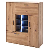 HIGHBOARD Gaborone 104/123/37 cm 1 Schublade(n)  - Eichefarben/Anthrazit, Design, Holz/Holzwerkstoff (104/123/37cm) - Livetastic