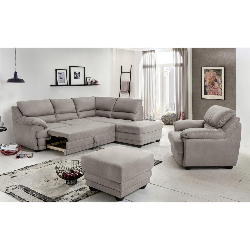 Thumbnail - Livetastic Ecksofa, Beige, Textil, Ottomane links, L-Form, 245x225 cm, Made in EU, seitenverkehrt erhältlich, Rücken ech...