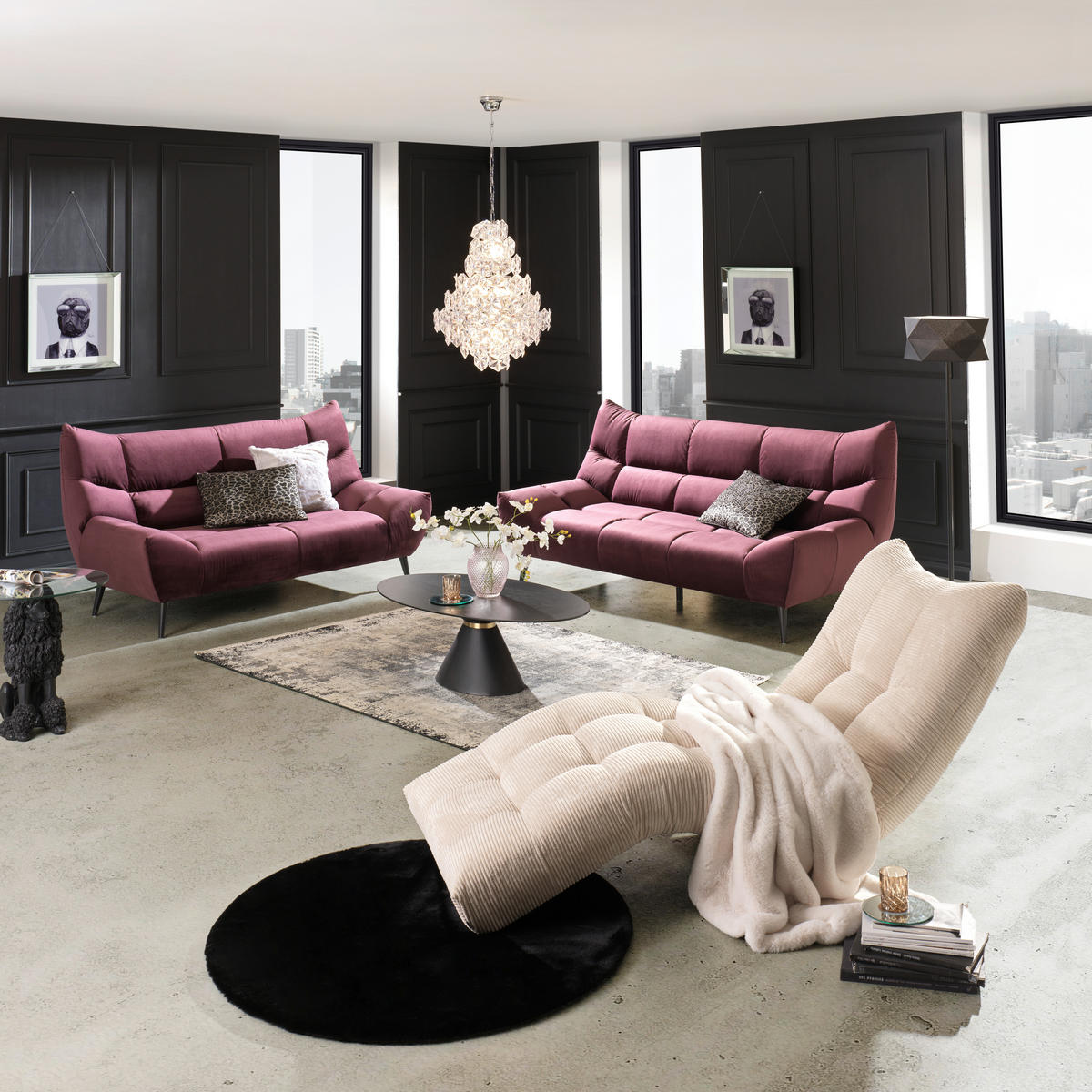 2-SITZER-SOFA in Mikrofaser Weinrot  - Weinrot/Schwarz, Design, Textil/Metall (190/106/99cm) - Xora
