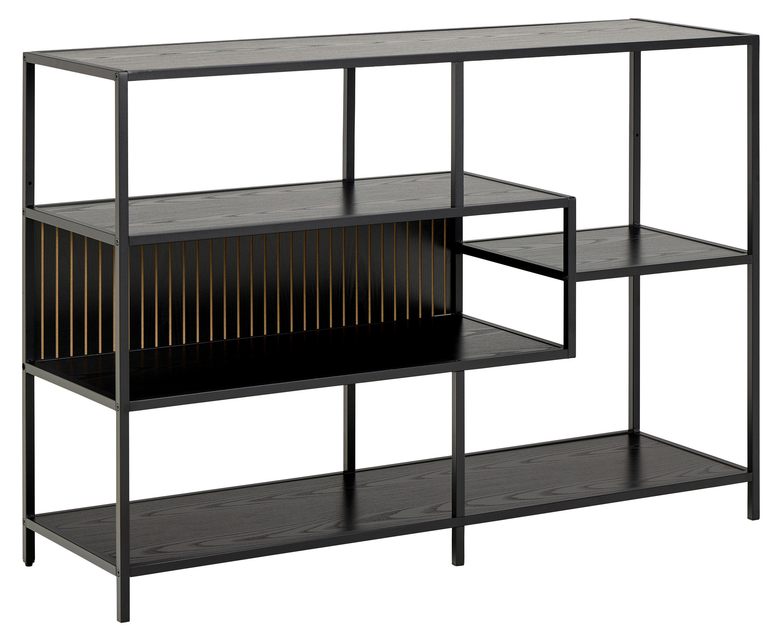 REGAL Schwarz, Eschefarben  - Eschefarben/Schwarz, MODERN, Holzwerkstoff/Metall (114/78/35cm)