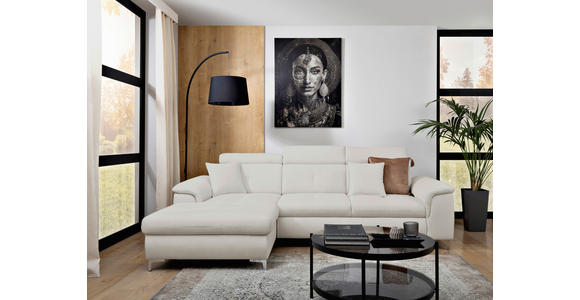 ECKSOFA  in Flachgewebe Greige  - Chromfarben/Greige, KONVENTIONELL, Textil/Metall (175/268cm) - Carryhome