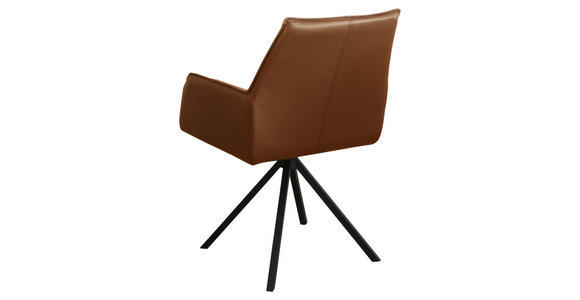 ARMLEHNSTUHL drehbar in Eisen Echtleder pigmentiert - Cognac/Schwarz, Design, Leder/Metall (59,5/87,5/69cm) - Novel