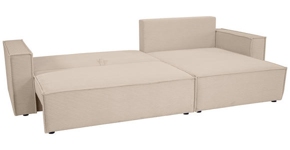 ECKSOFA inkl. Funktionen Beige Cord  - Beige/Schwarz, Design, Textil (267/141cm) - Xora
