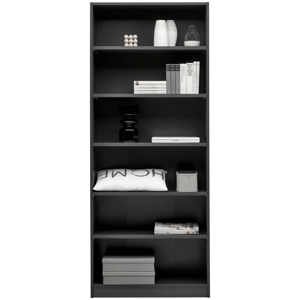 Thumbnail - Carryhome Regal, Anthrazit, Holzwerkstoff, 5 Fächer, 80x199.2x28 cm, stehend, Wohnzimmer, Regale, Bücherregale