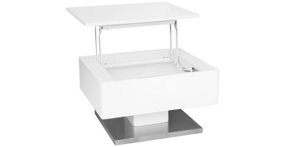 COUCHTISCH 60/70/40,5 cm rechteckig Weiß, Edelstahlfarben - Edelstahlfarben/Weiß, Design, Holzwerkstoff/Metall (60/70/40,5cm) - Novel