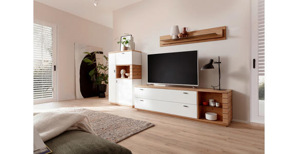 WOHNWAND 3-teilig  in Weiß, Wildeiche  315/181/50 cm  - Wildeiche/Anthrazit, Design, Glas/Holz (315/181/50cm) - Novel