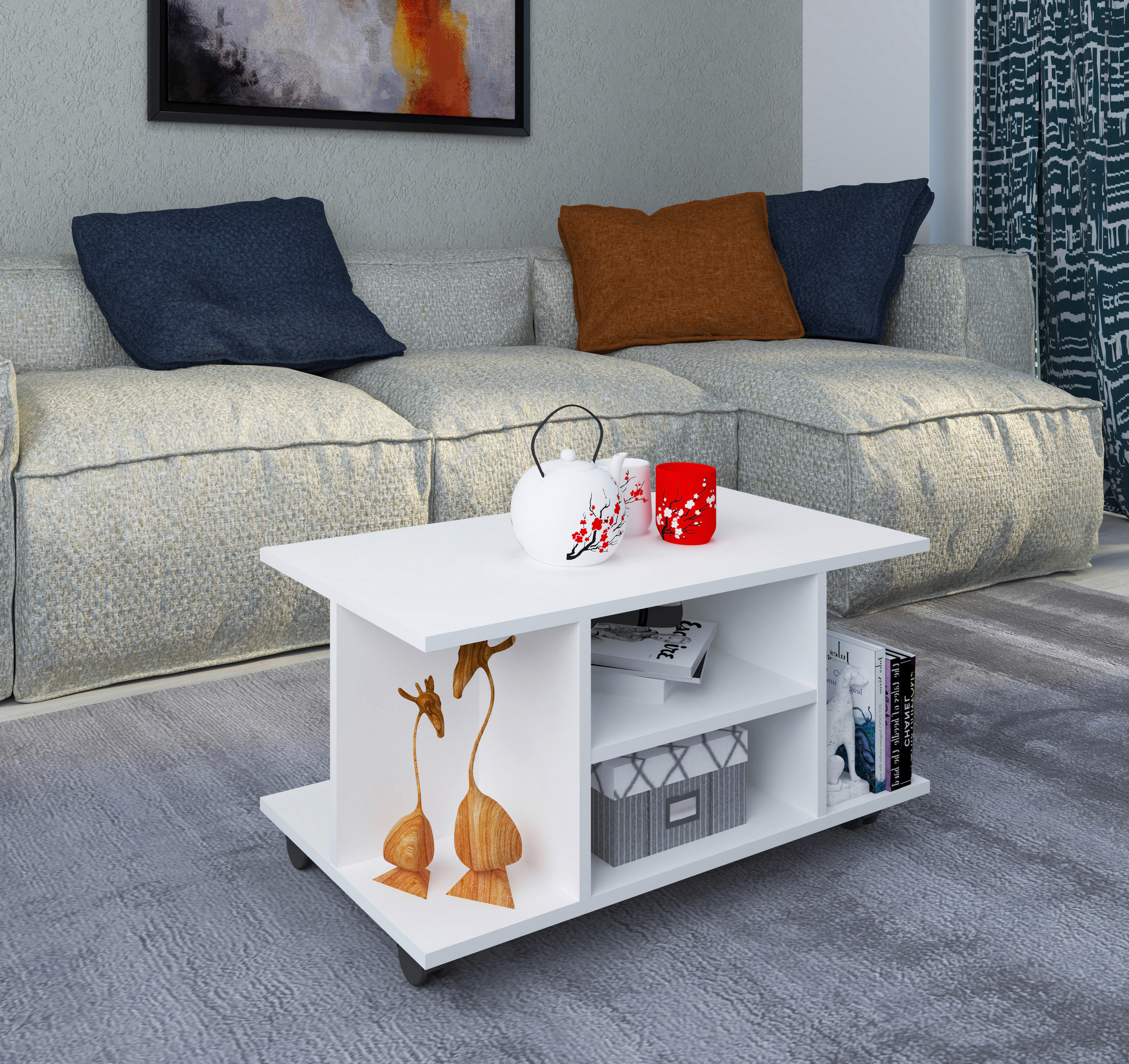 COUCHTISCH Weiß  - Weiß, MODERN, Holzwerkstoff/Kunststoff (80/40/40cm) - MID.YOU