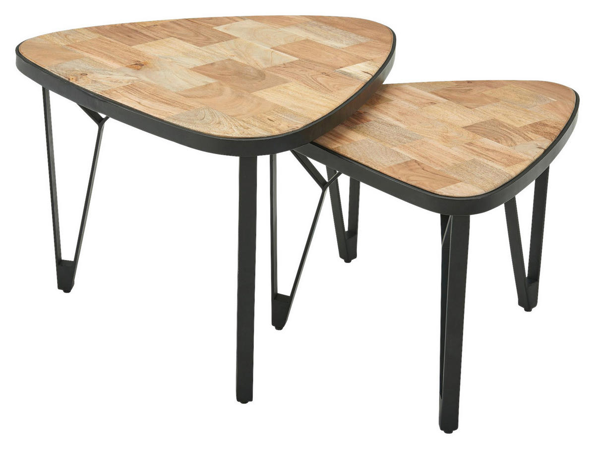 COUCHTISCHSET in Holz 60/60/45 cm  - Schwarz/Braun, Modern, Holz/Metall (60/60/45cm) - MID.YOU