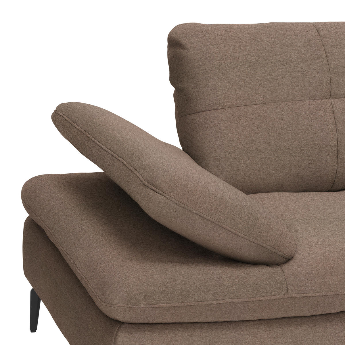 ECKSOFA in Webstoff Graubraun  - Graubraun/Schwarz, Design, Textil/Metall (301/179cm) - Chilliano