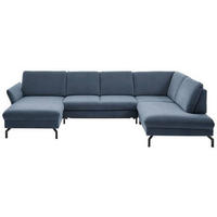 WOHNLANDSCHAFT in Velours Hellblau  - Schwarz/Hellblau, Design, Textil/Metall (179/335/220cm) - Beldomo System