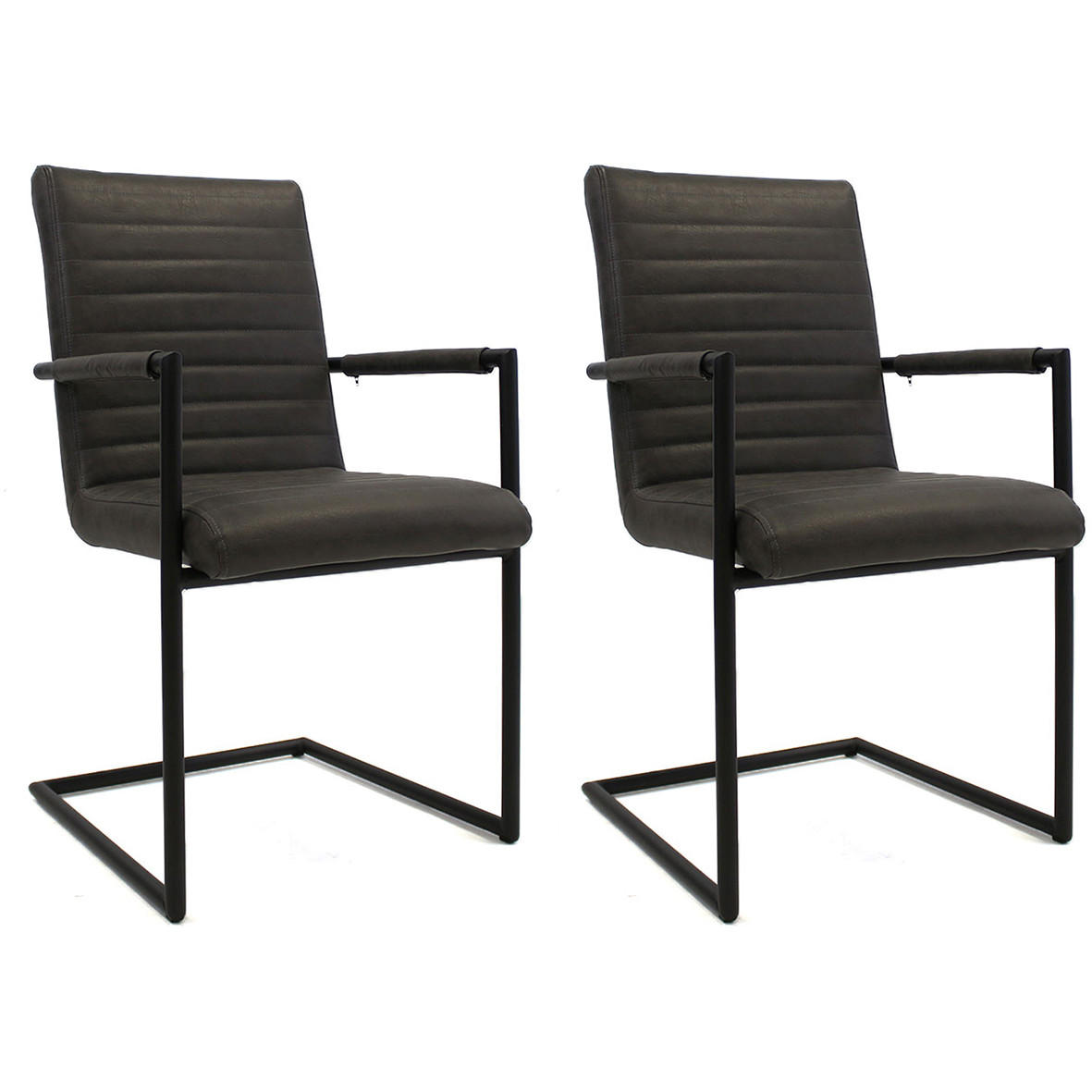 SADA STOLIČIEK S PODRÚČKAMI 2 kus - čierna/sivá, Lifestyle, kov/textil (54/97/57cm) - MID.YOU