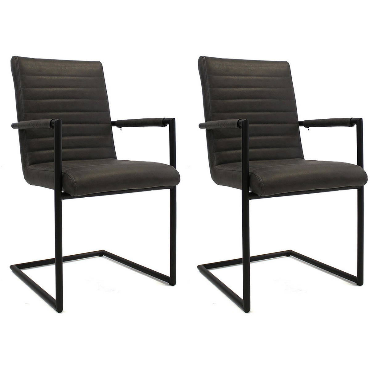 SADA ŽIDLÍ S PODRUČKAMI 2 kusy - šedá/černá, Lifestyle, kov/textil (54/97/57cm) - MID.YOU