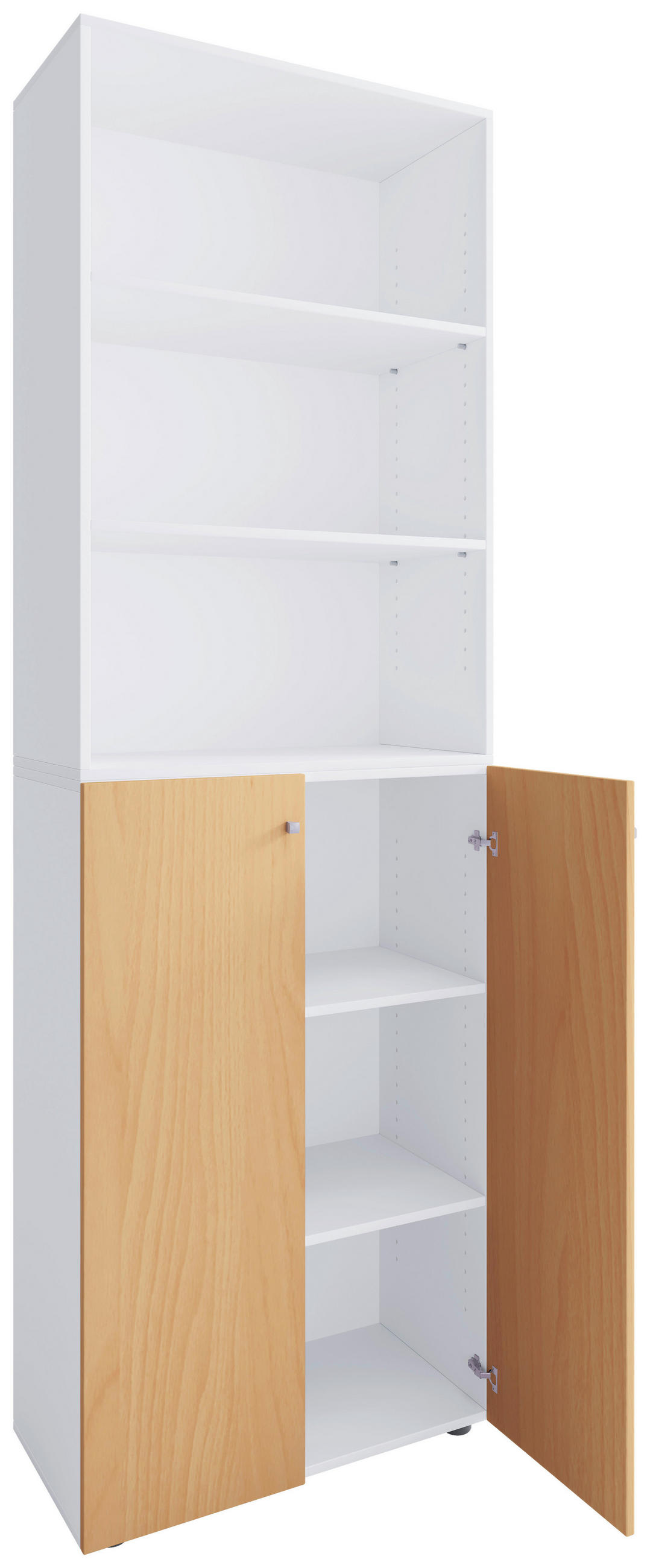SCHUHSCHRANK Lona  in 70/220/40 cm  - Weiss/Silberfarben, Design, Holzwerkstoff/Kunststoff (70/220/40cm) - MID.YOU
