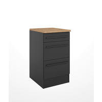 SCHUBKASTENUNTERSCHRANK 50/90/60 cm  in Schwarz  - Eichefarben/Schwarz, Design, Holzwerkstoff/Kunststoff (50/90/60cm) - P & B