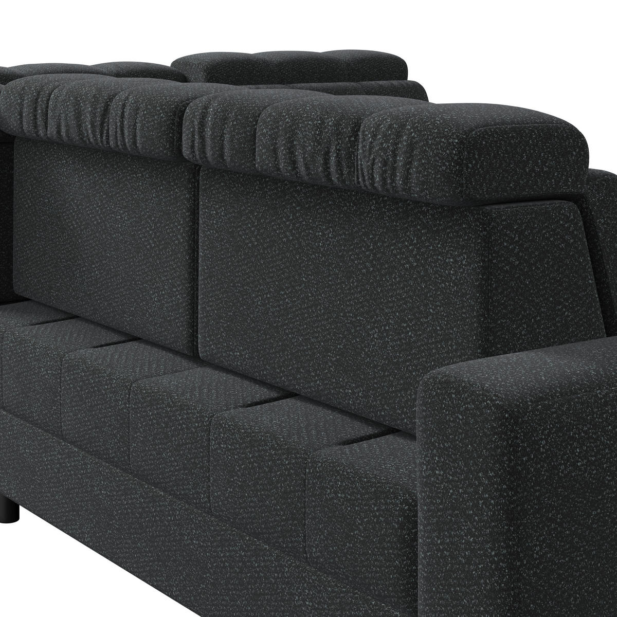 HÖRNSOFFA i velour mörkgrå  - mörkgrå/svart, Romantik / Lanthus, metall/textil (289/228cm) - MID.YOU