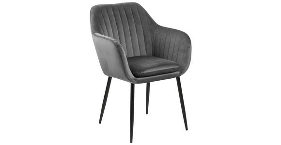 ARMLEHNSTUHL   Velours  - Dunkelgrau/Schwarz, Trend, Textil/Metall (57/83/59cm) - Ambia Home