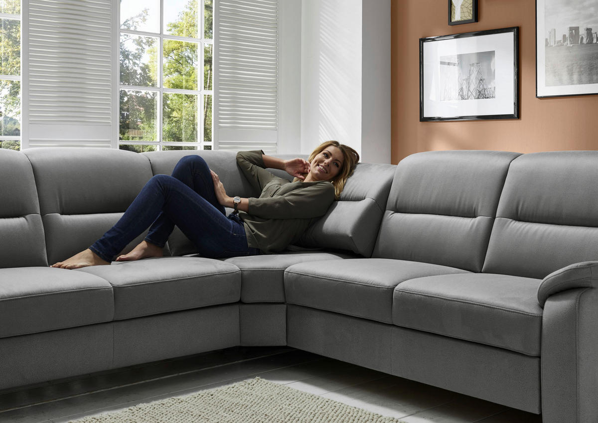ROHOVÁ SEDACIA SÚPRAVA, textil, sivá - čierna/sivá, Konventionell, drevo/textil (245/303cm) - Beldomo Comfort