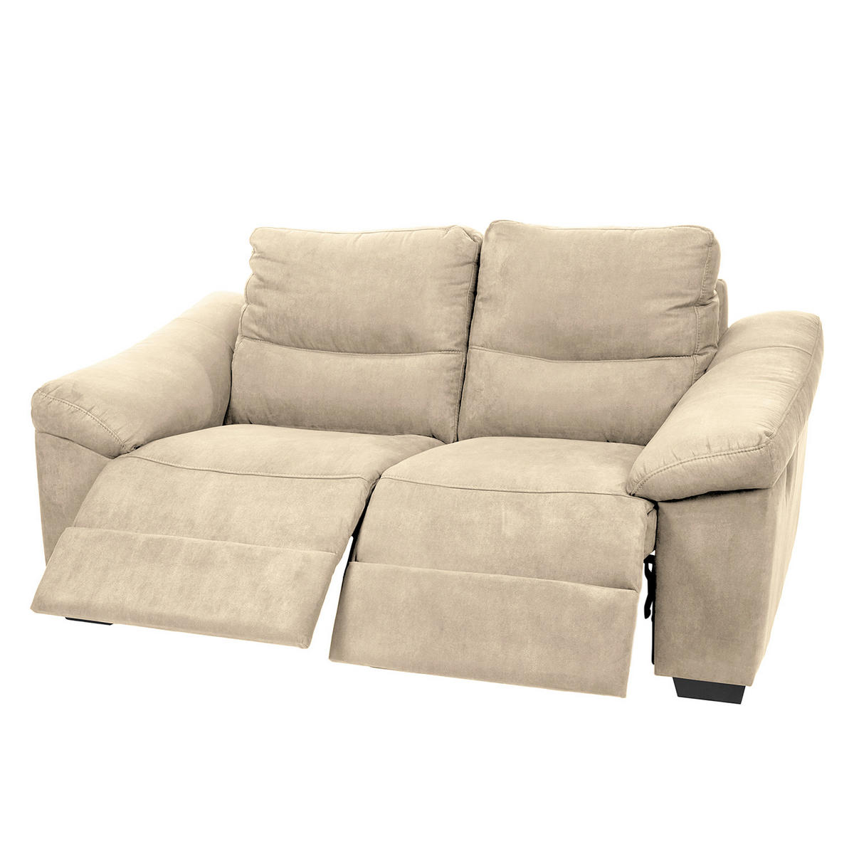 2-SITZER-SOFA Flachgewebe Beige  - Beige/Schwarz, Design, Holz/Textil (174/97/97cm) - Livetastic