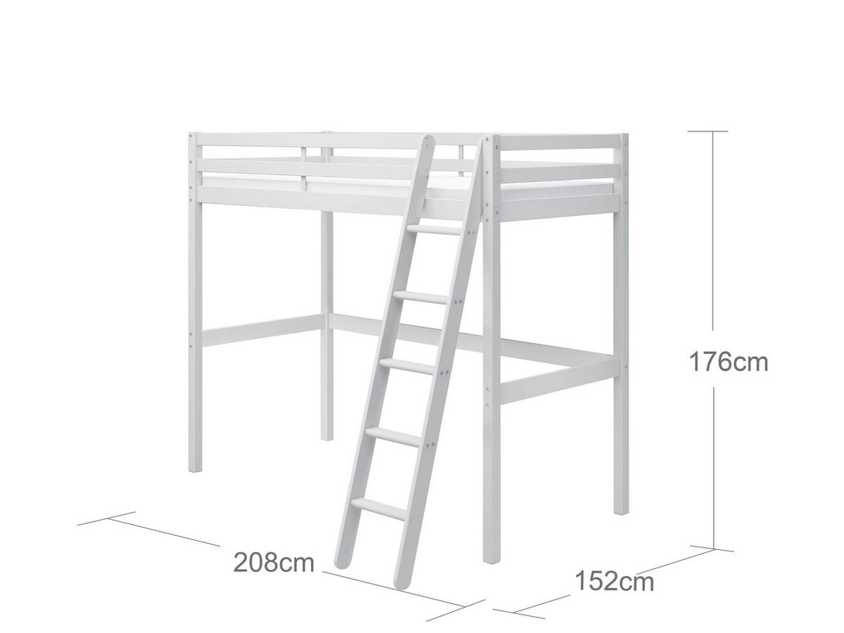 HOCHBETT 90/200 cm,  in Absturzsicherung, Rutsche, Lattenrost  - Weiß, MODERN, Holz (90/200cm) - Chameo