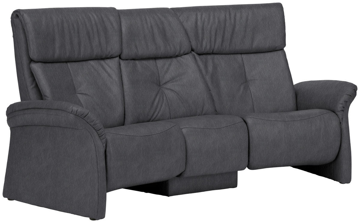 TRAPEZSOFA in Echtleder Dunkelgrau  - Dunkelgrau/Naturfarben, KONVENTIONELL, Leder/Holz (208/103/105cm) - Himolla Komfortklass